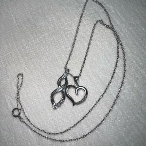 Silver necklace with heart and infinite charms